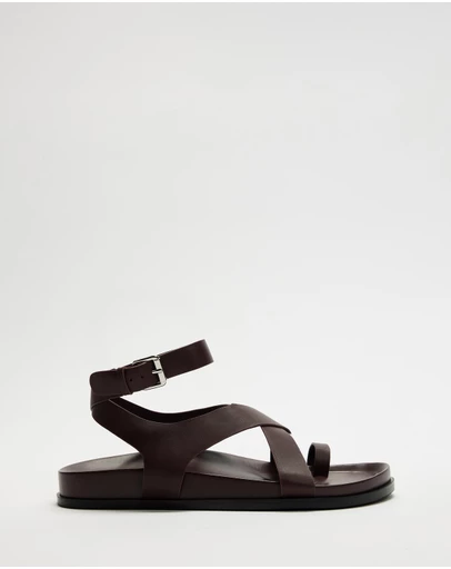 AERE - Leather Crossover Footbed Sandals