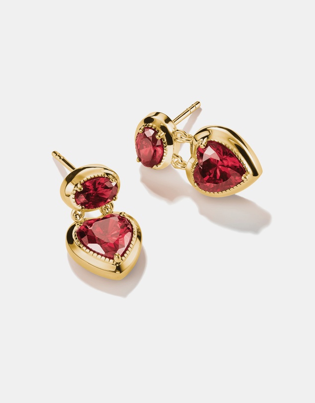 THOMAS SABO - THOMAS SABO Stud Earrings with Red Heart Stones Gold