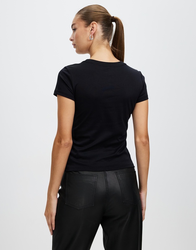 Honey and Beau -  jersey slim fit top with cap sleeves in black
