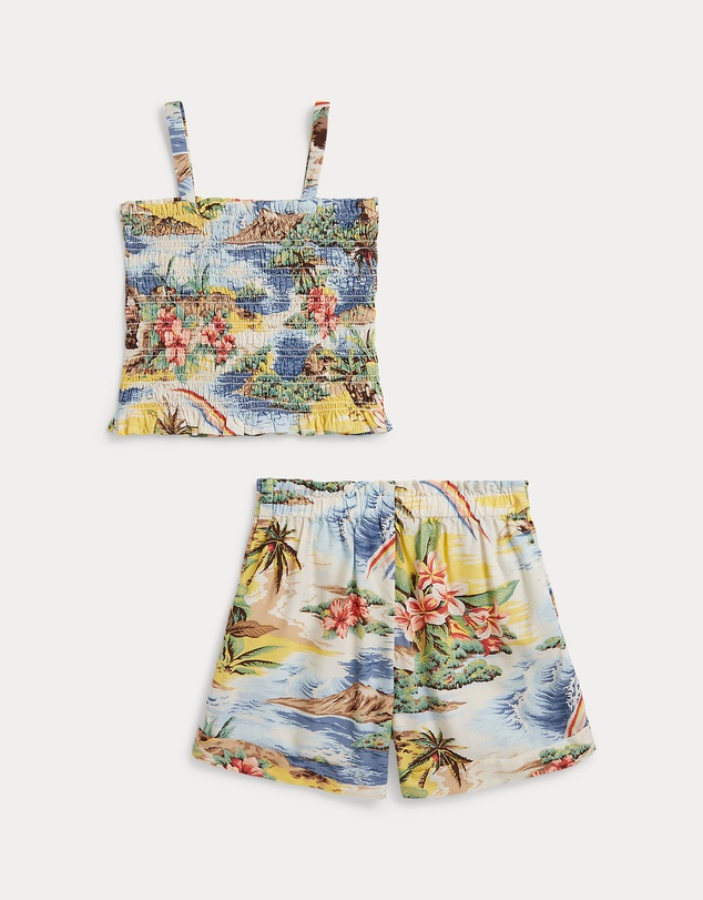 Polo Ralph Lauren - Tropical-Print Smocked Boxy Top & Shorts - Kids