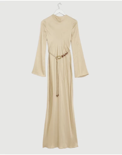 Revibe - Repaired Shona Joy Agnes Long Sleeve Maxi Dress With Belt - AU 8