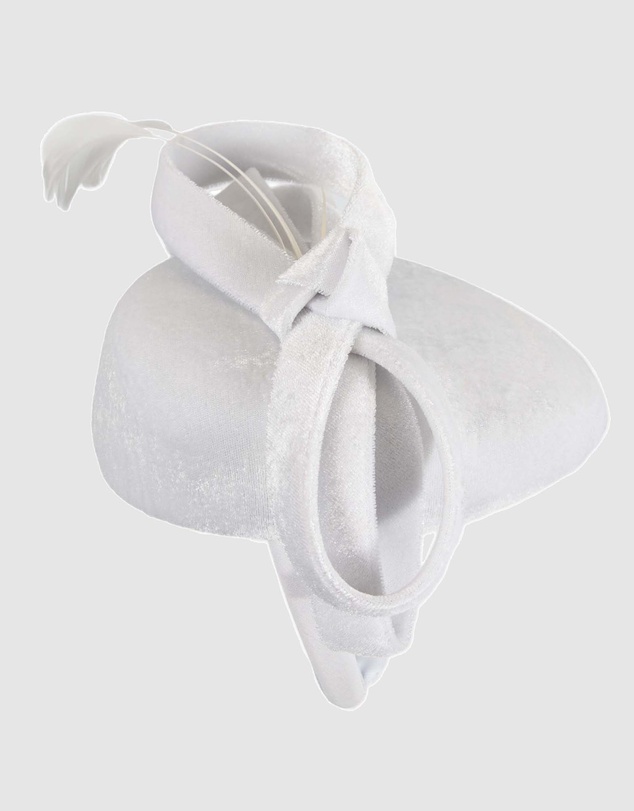 Max Alexander - Velvet White Winter Pillbox Fascinator