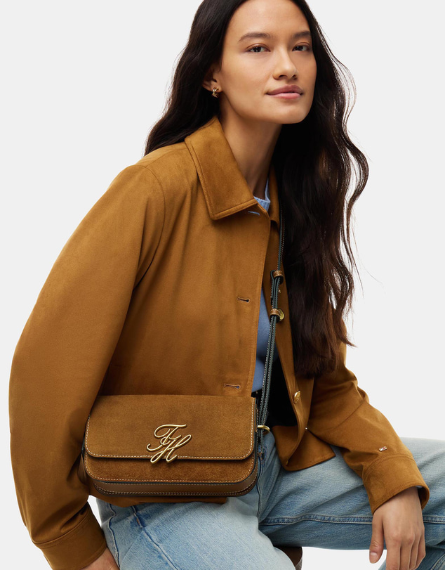 Tommy Hilfiger - Script Leather Crossover Suede Bag