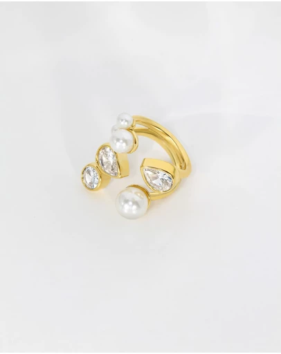 Jackie Mack - Pearl and Clear Wrap Ring