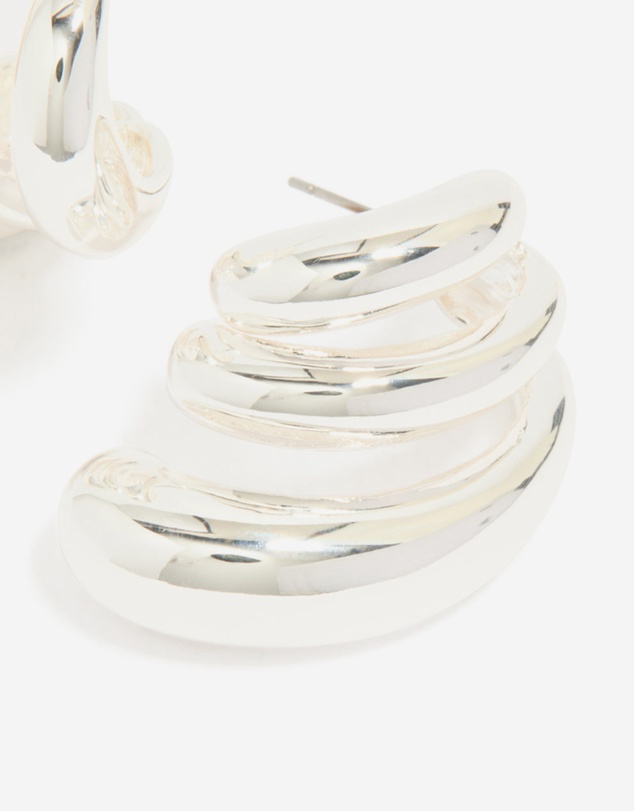 Lovisa - Silver Smooth Layered Half Hoop Earrings