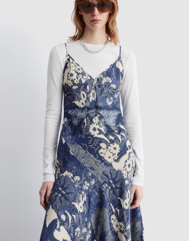 & Other Stories - Asymmetrical Satin Slip Midi Dress