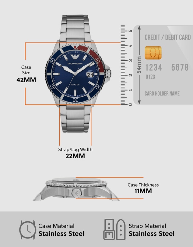 Emporio Armani - Silver-Tone Analogue Watch