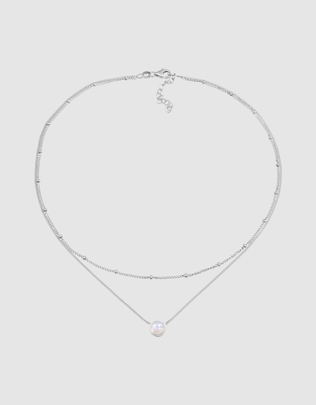 Elli Jewelry - Moonstone Layered Choker in 925 Silver