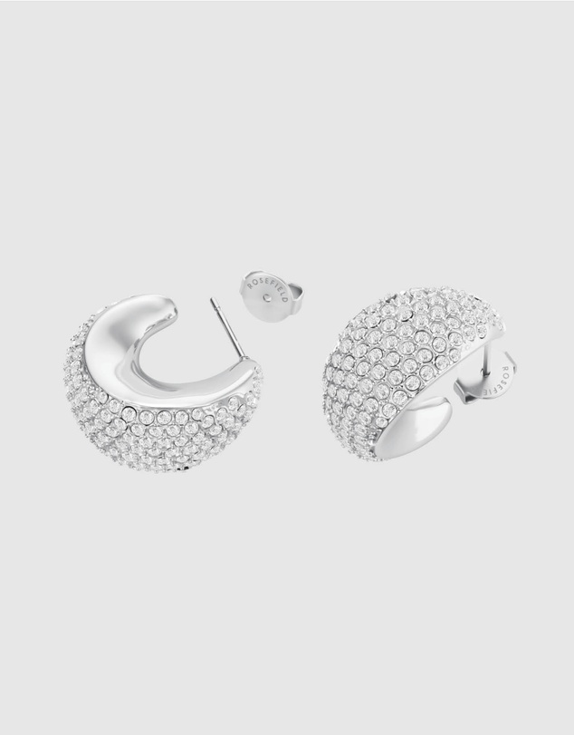 Rosefield - Pavé Half Moon Silver-Tone Hoop Earrings