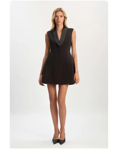 Bardot - Destene Satin Lapel Mini Dress