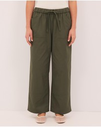 Calli - Panelled Cotton Wide Leg Twill Pants