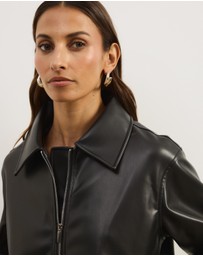 Atmos&Here - Renna Faux Leather Bomber Jacket