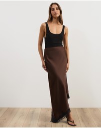 Atmos&Here - Leoni Asymmetric Lace Satin Skirt