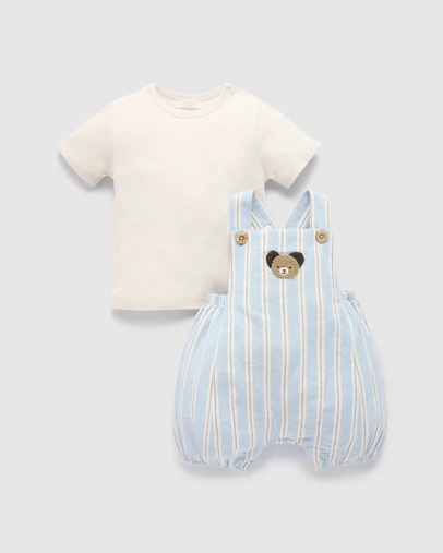 Purebaby - Short Leg Overall Set-Kids-Babies