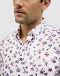 Politix - Two-tone Floral Print Long Sleeve Shirt