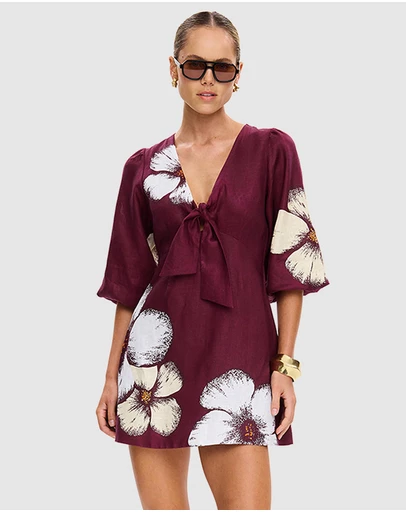 KIVARI - Brodie Tie Front Mini Dress