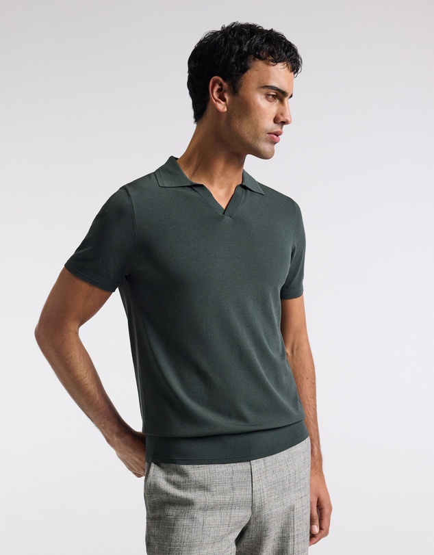Calibre - Technical Knit Rib Collar Polo Fern