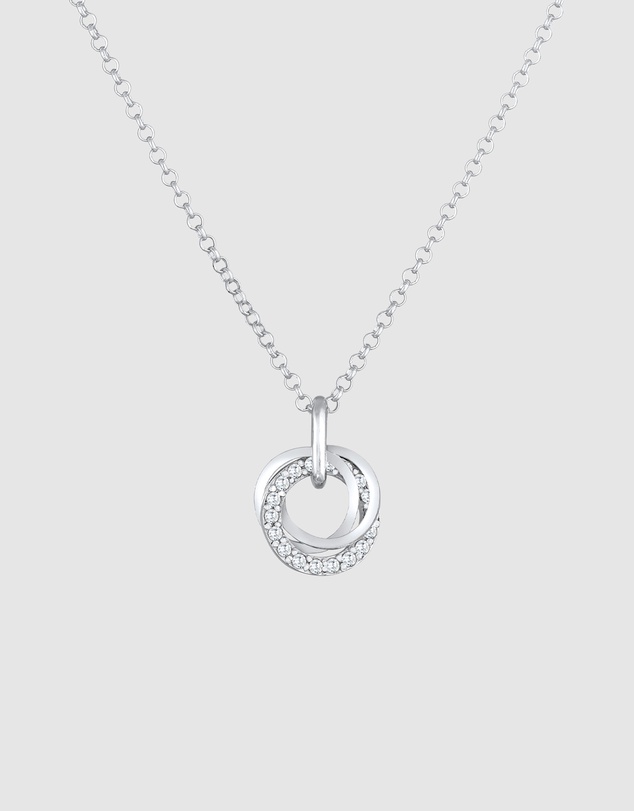 Elli Jewelry - Necklace Zirconia Circle 925 Sterling Silver
