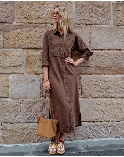 Ceres Life - Rae Long Sleeve Midi Dress
