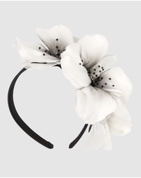 Max Alexander - Large White Black Flower Headband Fascinator