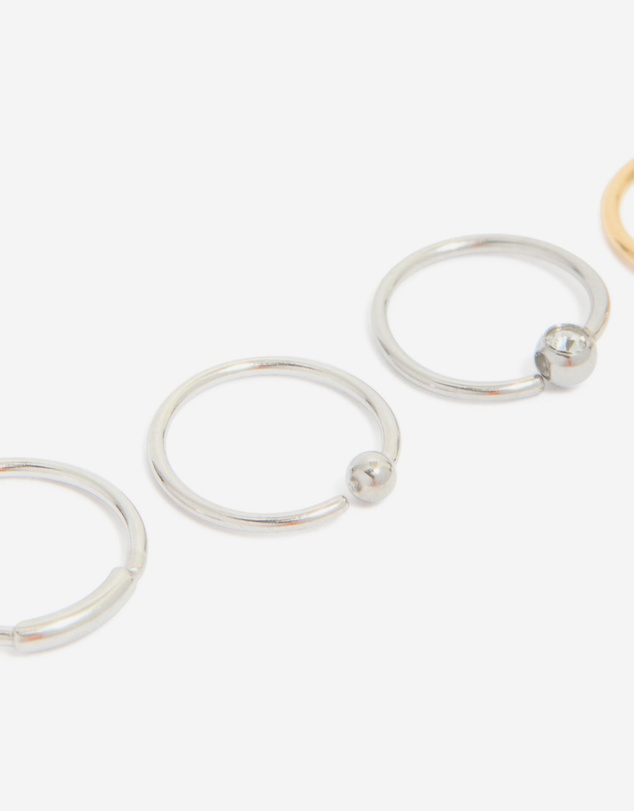 Lovisa - Mixed Metal Surgical Steel Open Nose Rings 6-Pack