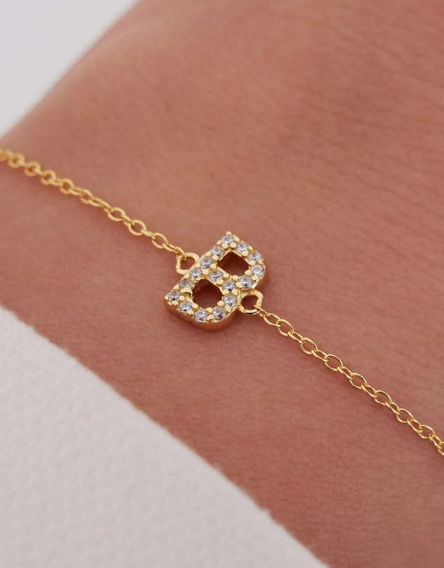 The Silver Collective - A-Z Letter Bracelet Gold - B