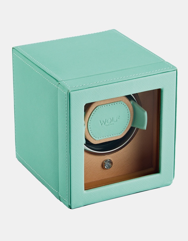 Wolf - WOLF Cub Seltzer Single Watch Winder with Cover Mint/Peach