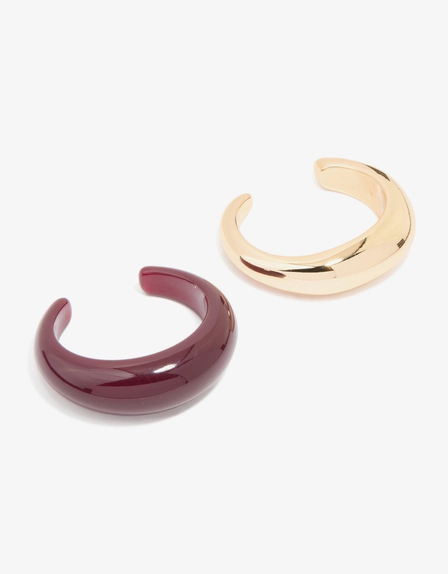 Lovisa - Gold & Dark Red Acrylic Bubble Wrist Cuffs 2-Pack