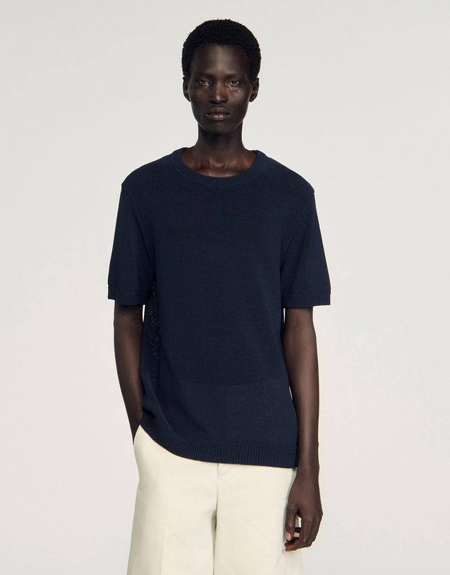 Sandro - Cotton Knit Tee Sweater