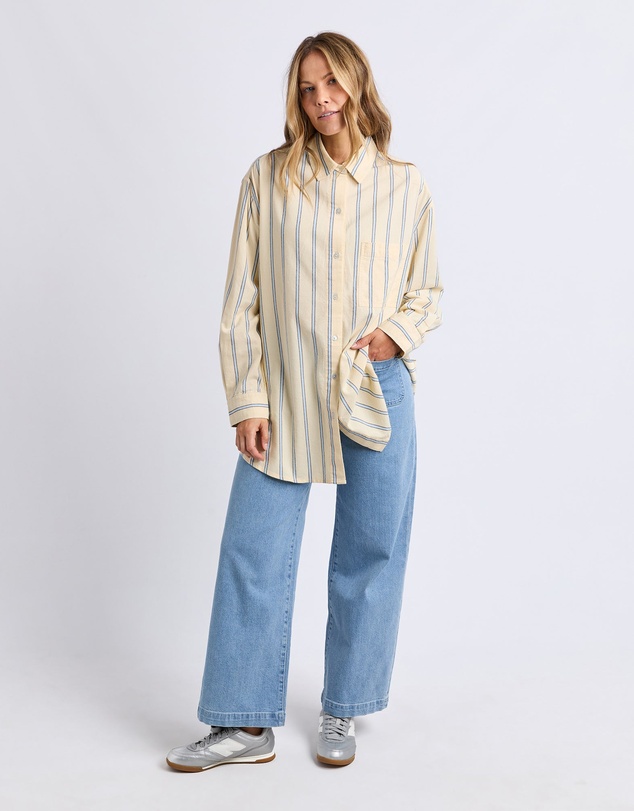 Foxwood - Sadie Shirt Lemon/Blue/Coffee Stripe