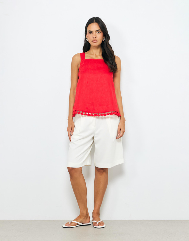 AERE - Lilia Linen Tassel Top