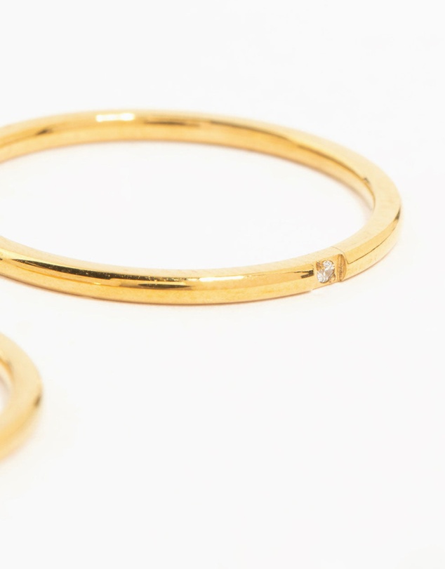Lovisa - Waterproof Gold Plated Stainless Steel Fine Band Rings 2-Pack