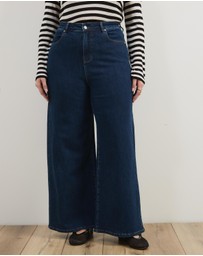 Atmos&Here Curvy - Betty High Waist Wide Leg Stretch Jeans