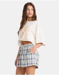 Roxy - Dylan Check Elastic Waist Shorts