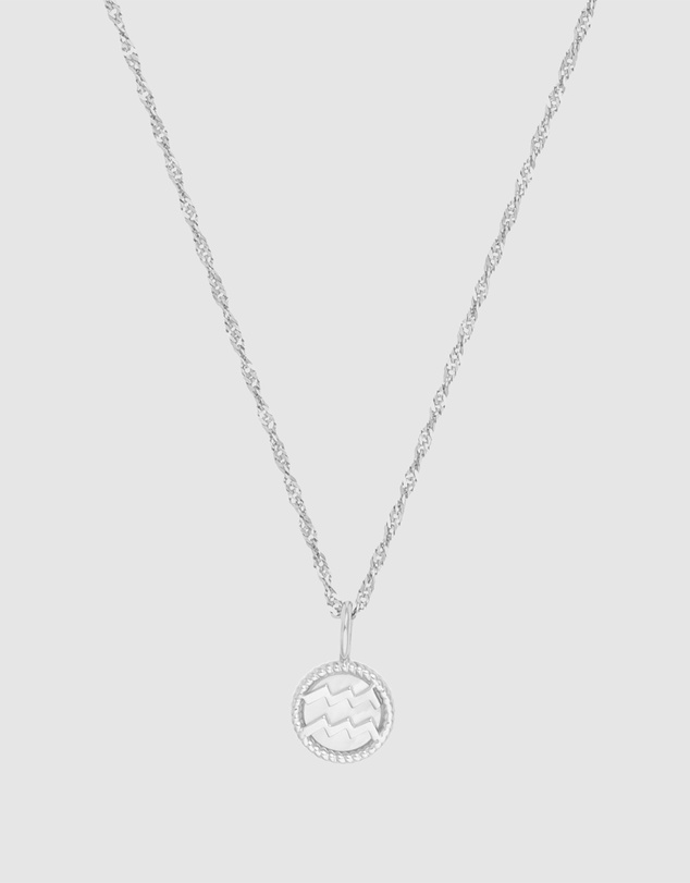 Wanderlust + Co - Aquarius Zodiac Mother of Pearl 925 Sterling Silver Pendant