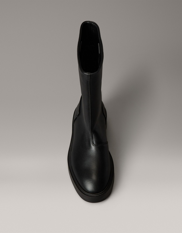 Calvin Klein - Leather Stacked Heel Boots