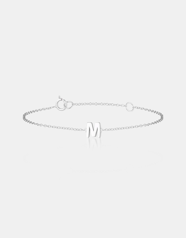 The Silver Collective - Petite A-Z Letter Bracelet Silver - M