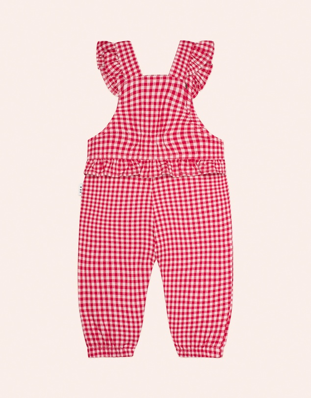 Huxbaby - Cherry Check Frill Overalls - ICONIC EXCLUSIVE