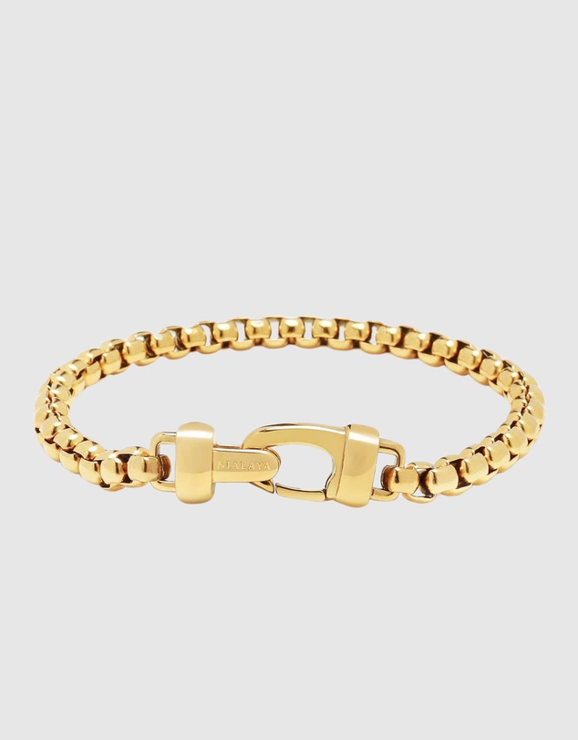 Nialaya Jewellery - 5mm Gold Box Chain Classic Bracelet