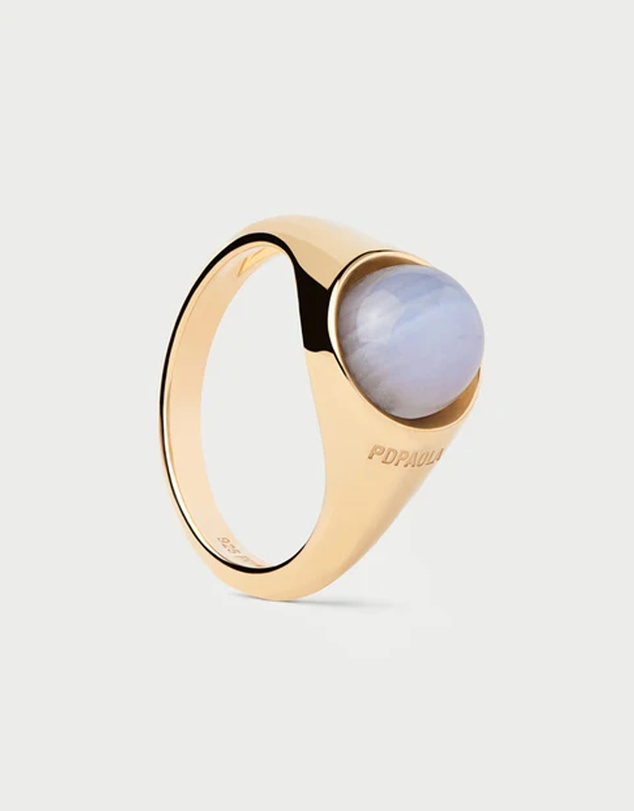 PDPAOLA - Blue Lace Agate Moon Ring