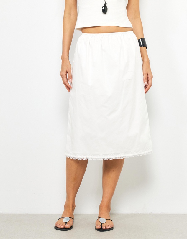 AERE - Mimi Lace Trim Midi Skirt
