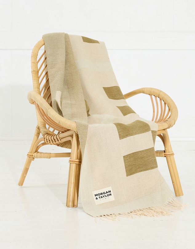 Morgan & Taylor - Willow Throw Blanket in Beige and Dark Green