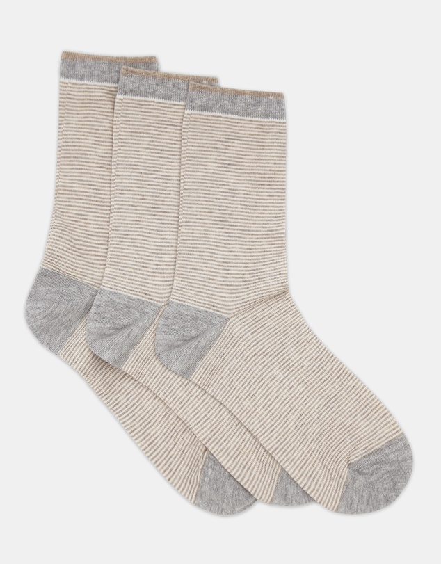 Levante - 3 Pack Lina Fine Stripe Crew Sock