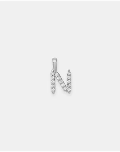 Zoe Olivia - 9K White Gold Lab Grown Diamond Initial N Pendant