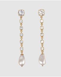 Elli Jewelry - Earring Stud Crystal Pearl 925 Sterling Silver Gold-Plated