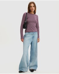 Cotton On - Longline Crew Long Sleeve Top