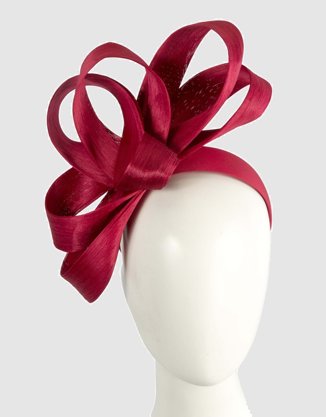 Fillies Collection - Red Silk Abaca Loops Racing Fascinator
