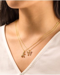 Wanderlust + Co - Alphabet Bubble Pendant Necklace - Letter W