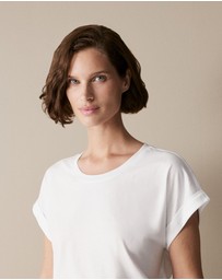 Trenery - Pima Cotton Cuff Sleeve T-shirt in White
