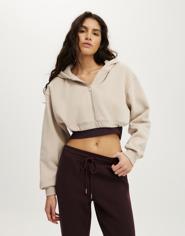 Cotton On Body Active - Plush Micro Cropped Zip Through